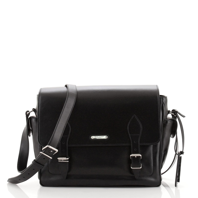 Double Buckle Messenger Leather Medium