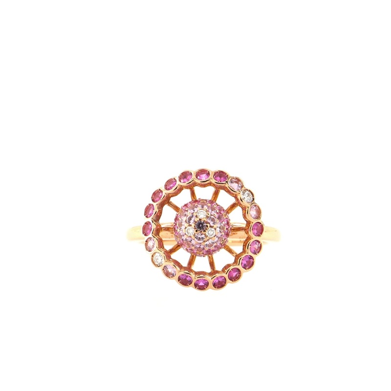 Ma Jolie Ring 18K Pink Gold with Pink Sapphires and Diamonds 6.75 – 54