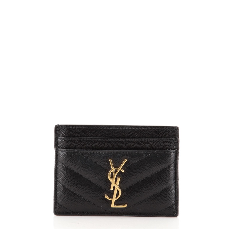 Classic Monogram Card Holder Matelasse Chevron Leather S744816672688