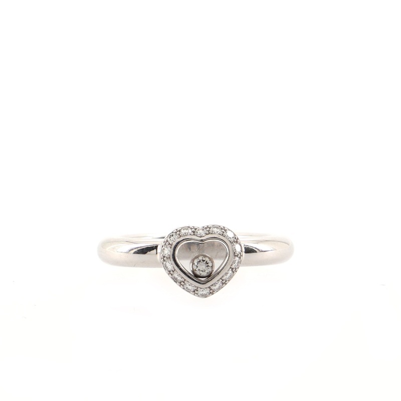 Happy Diamonds 1 Diamond Heart Ring 18K White Gold and Diamonds 6 – 52