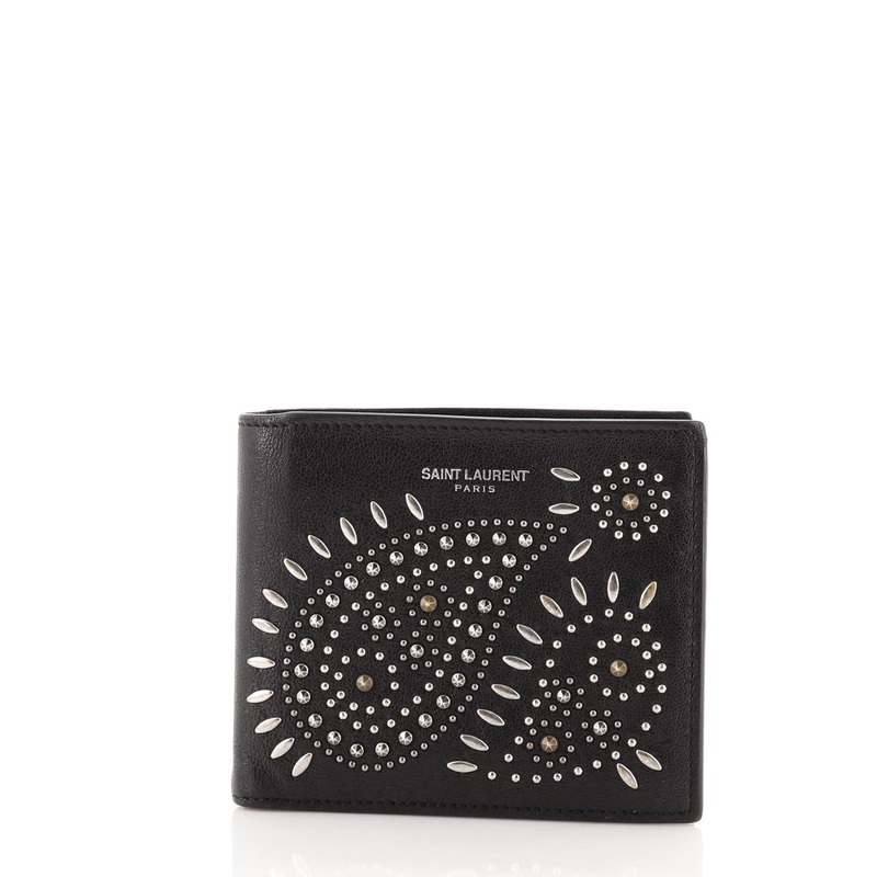 Paisley Bifold Wallet Studded Leather