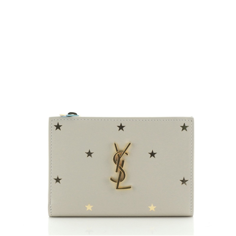 Monogram Zippered Bifold Wallet Printed Leather Compact