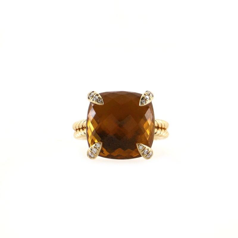 Chatelaine Ring 18K Yellow Gold with Citrine and Diamonds 14mm