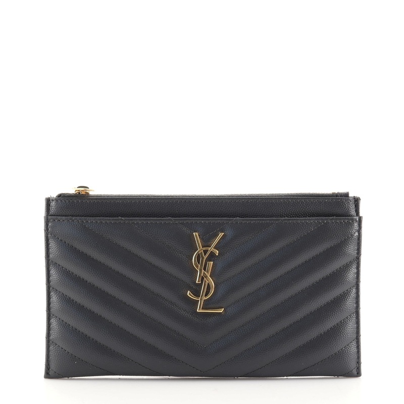 Classic Monogram Zip Bill Pouch Matelasse Chevron Leather Medium S744816660718