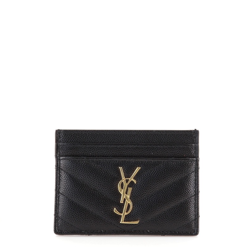 Classic Monogram Card Holder Matelasse Chevron Leather S744816644180