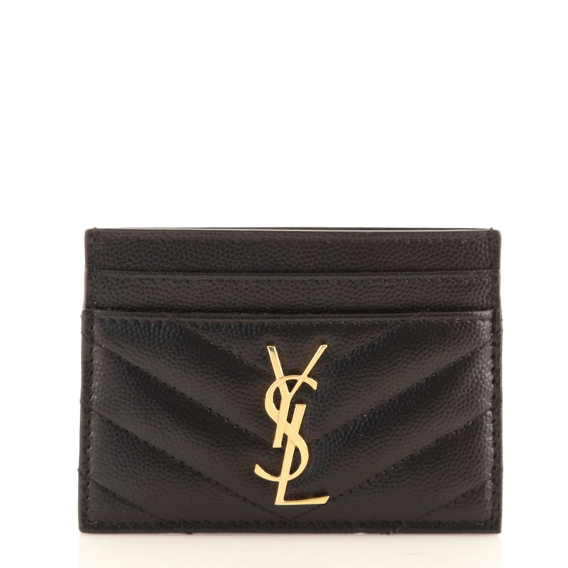 Classic Monogram Card Holder Matelasse Chevron Leather S744816647068