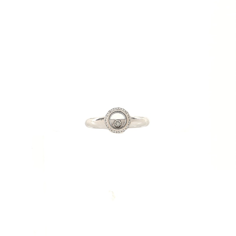 Happy Diamonds Round Ring 18K White Gold with Diamonds and Floating Diamond
