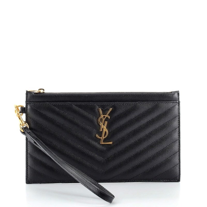 Classic Monogram Zip Bill Pouch Matelasse Chevron Leather Large S744816635015