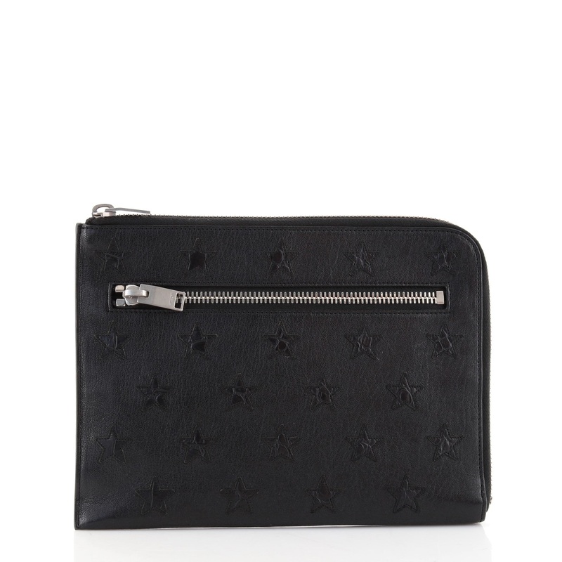 Stars Zip Pocket Pouch Leather Small S744816640732