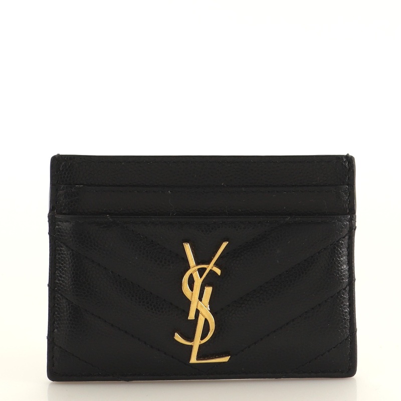 Classic Monogram Card Holder Matelasse Chevron Leather S744816630295
