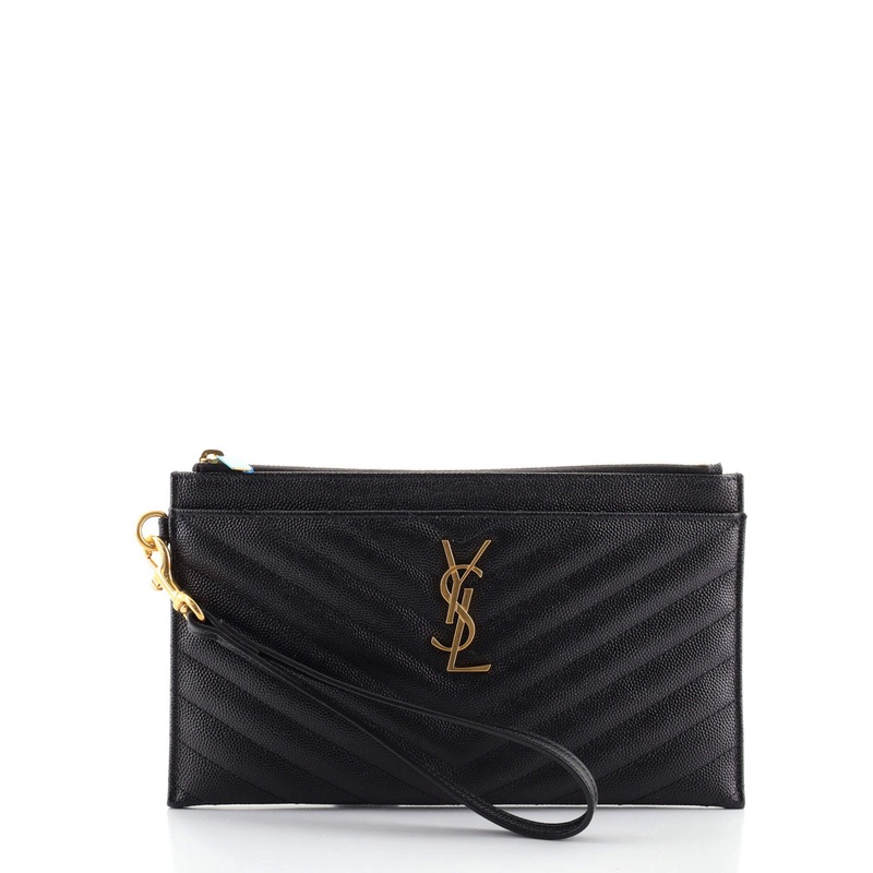 Classic Monogram Zip Bill Pouch Matelasse Chevron Leather Large S744816627596