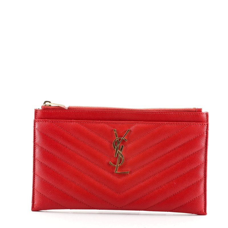 Classic Monogram Zip Bill Pouch Matelasse Chevron Leather Medium S744816629247