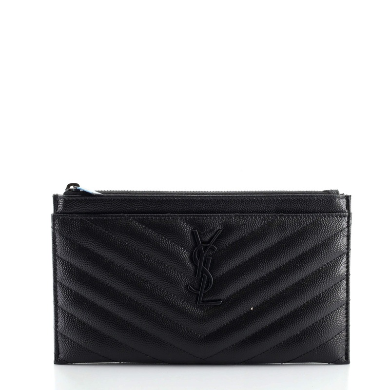 Classic Monogram Zip Bill Pouch Matelasse Chevron Leather Medium S744816629248