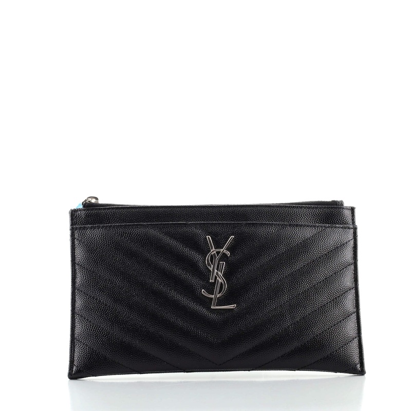 Classic Monogram Zip Bill Pouch Matelasse Chevron Leather Medium S744816633119