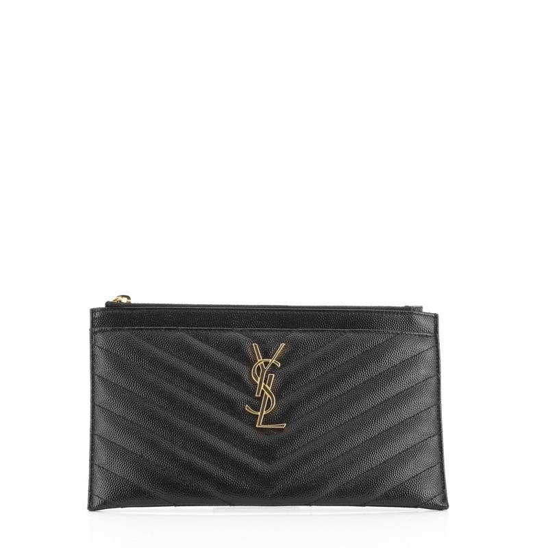 Classic Monogram Zip Bill Pouch Matelasse Chevron Leather Medium S744816623870