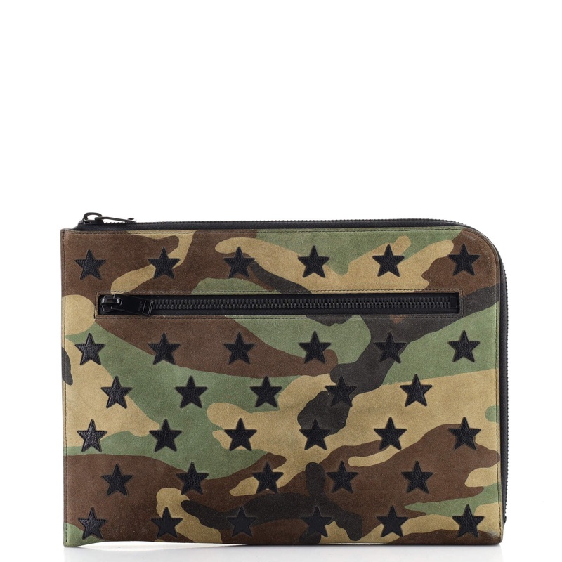 Stars Portfolio Clutch Camouflage Suede