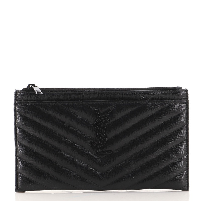 Classic Monogram Zip Bill Pouch Matelasse Chevron Leather Medium S744816616255