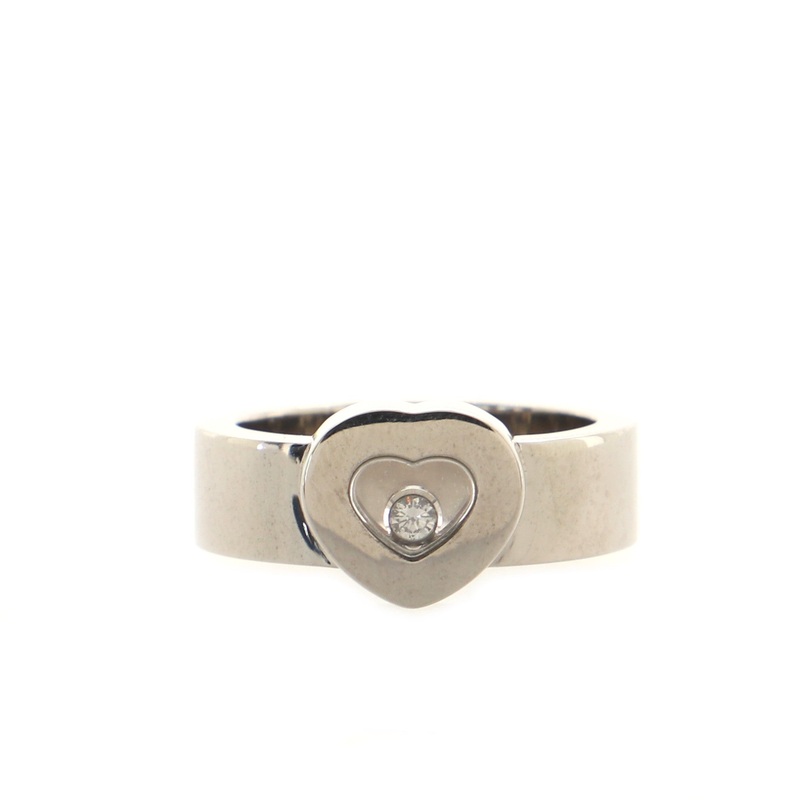 Happy Diamonds 1 Diamond Heart Ring 18K White Gold with 1 Floating Diamond S744816618117
