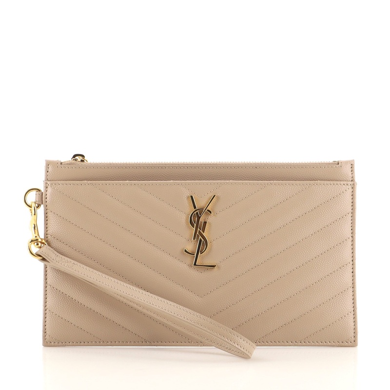 Classic Monogram Zip Bill Pouch Matelasse Chevron Leather Large S744816612105