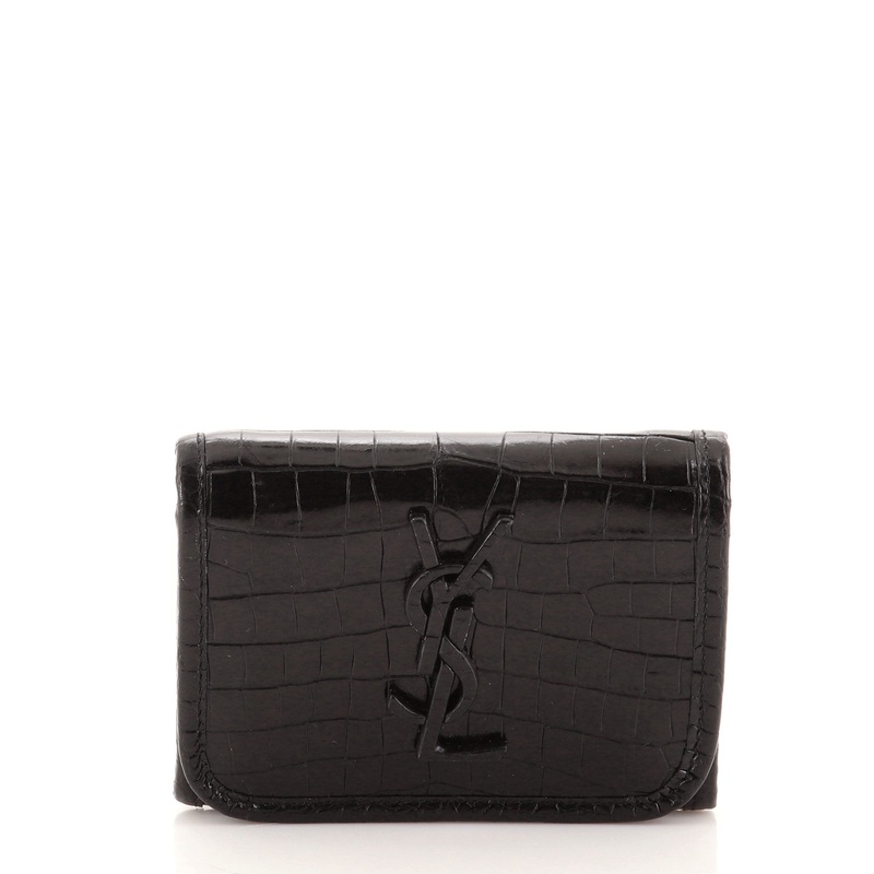Niki Trifold Wallet Crocodile Embossed Leather Compact