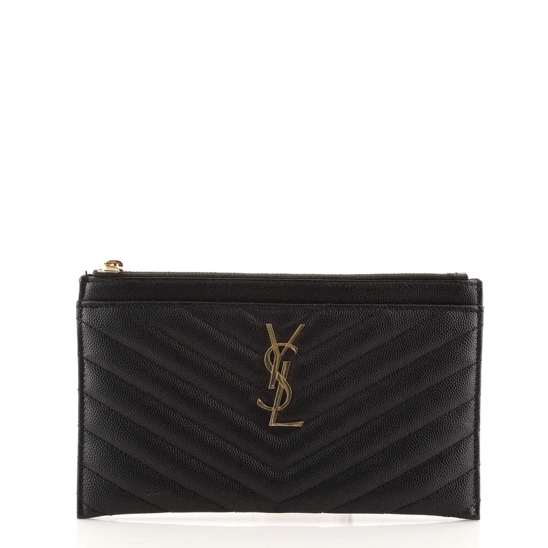 Classic Monogram Zip Bill Pouch Matelasse Chevron Leather Medium S744816598634