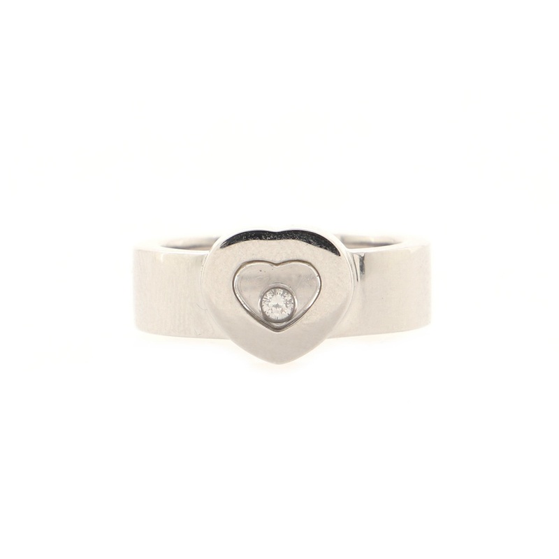 Happy Diamonds 1 Diamond Heart Ring 18K White Gold with 1 Floating Diamond S744816588750