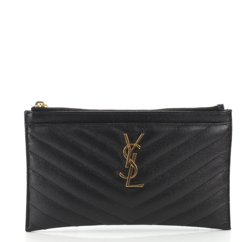 Classic Monogram Zip Bill Pouch Matelasse Chevron Leather Medium S744816582357