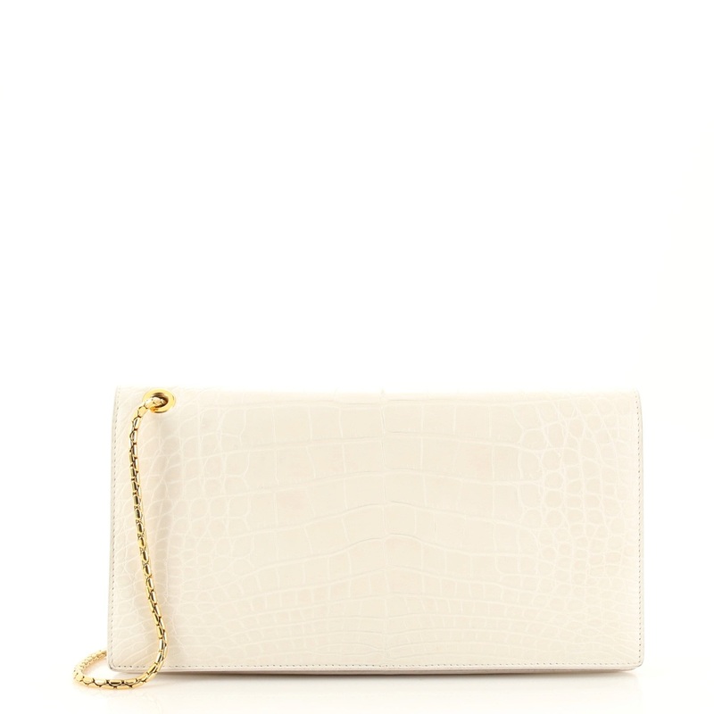 Wristlet Chain Flap Clutch Alligator
