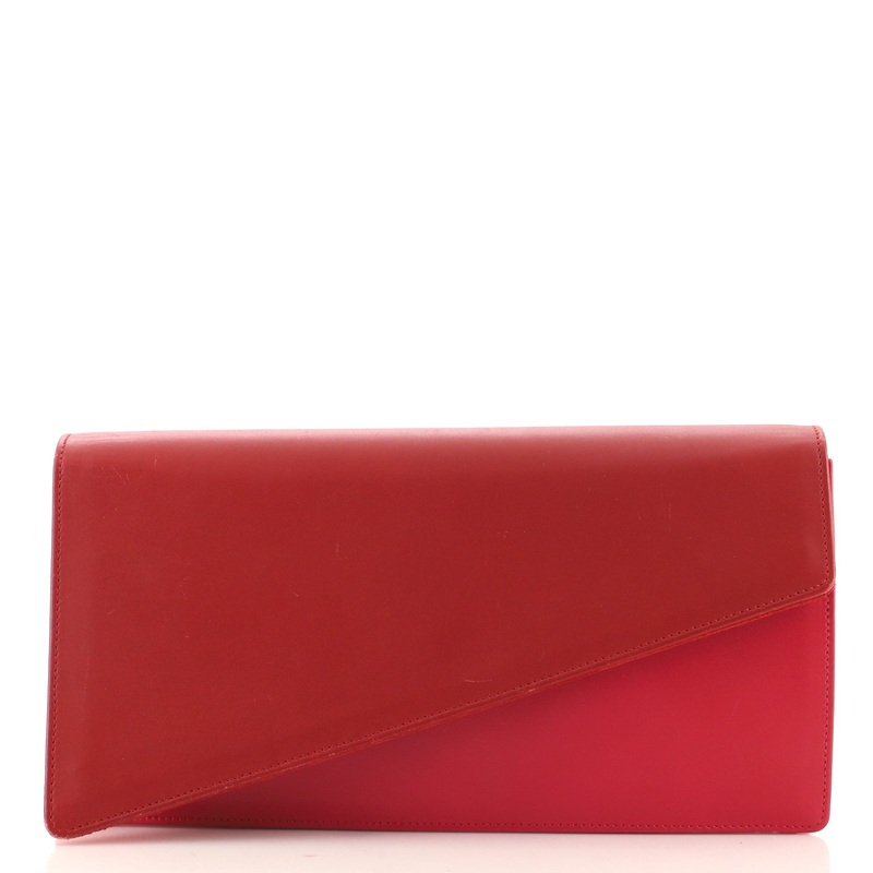 Bicolor Diagonal Clutch Leather