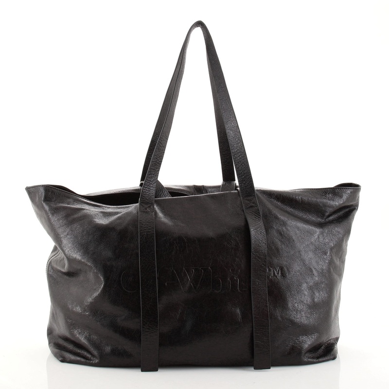 Commercial Tote Logo Embossed Leather Large