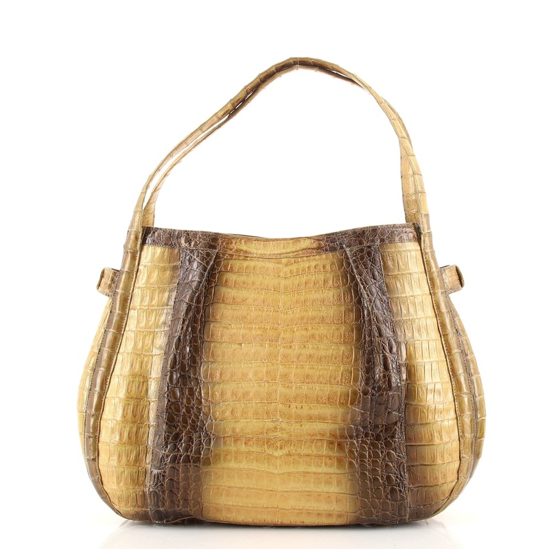 Handle Bag Pleated Crocodile Medium