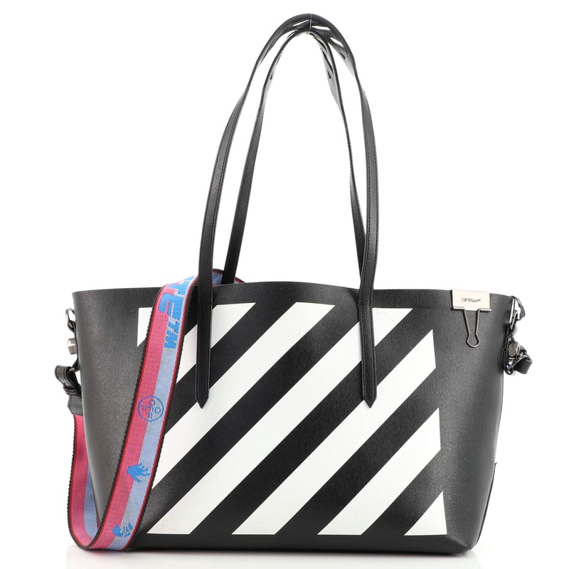 Binder Clip Shopper Tote Striped Leather Small