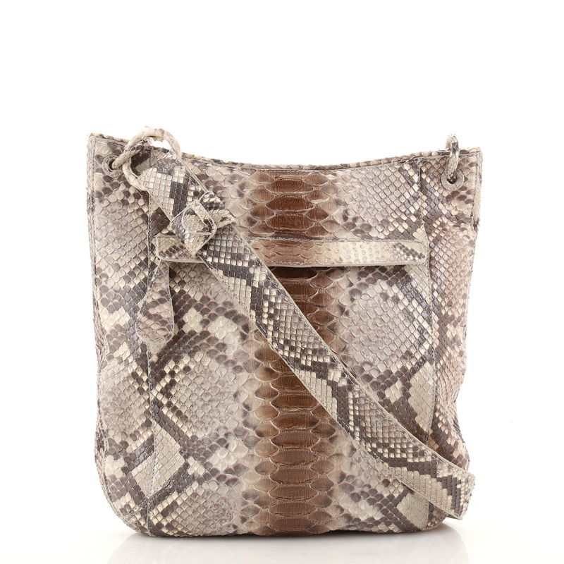 Front Pocket Zip Messenger Bag Python