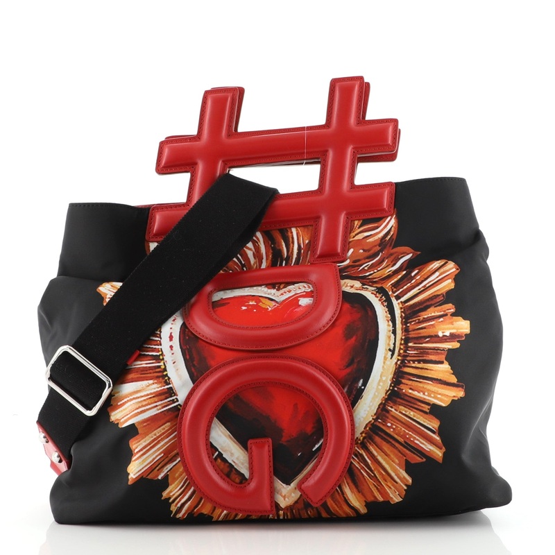 Instabag Tote Printed Nylon with Leather Medium