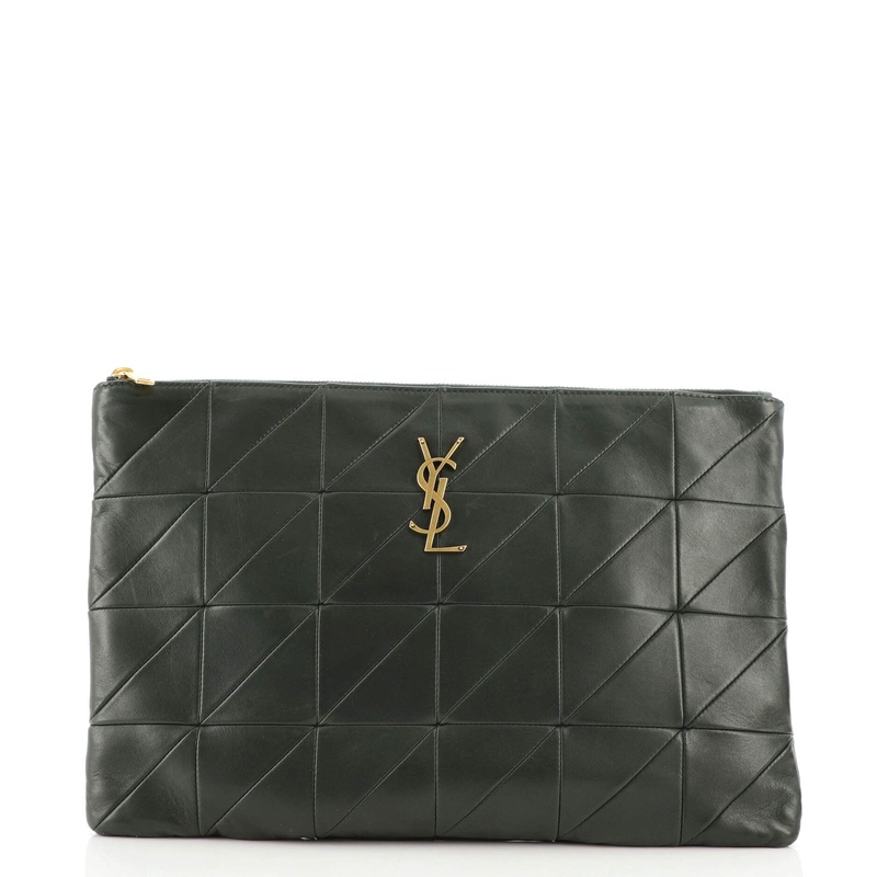 Jamie Zipped Document Holder Quilted Leather Large