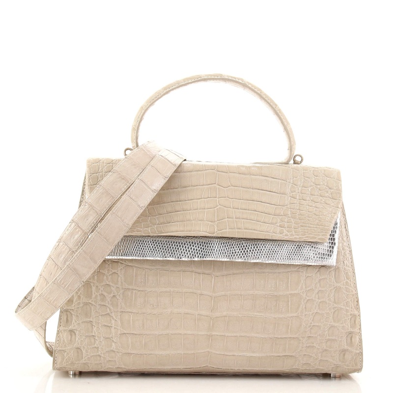 Liza Top Handle Bag Crocodile with Lizard Small