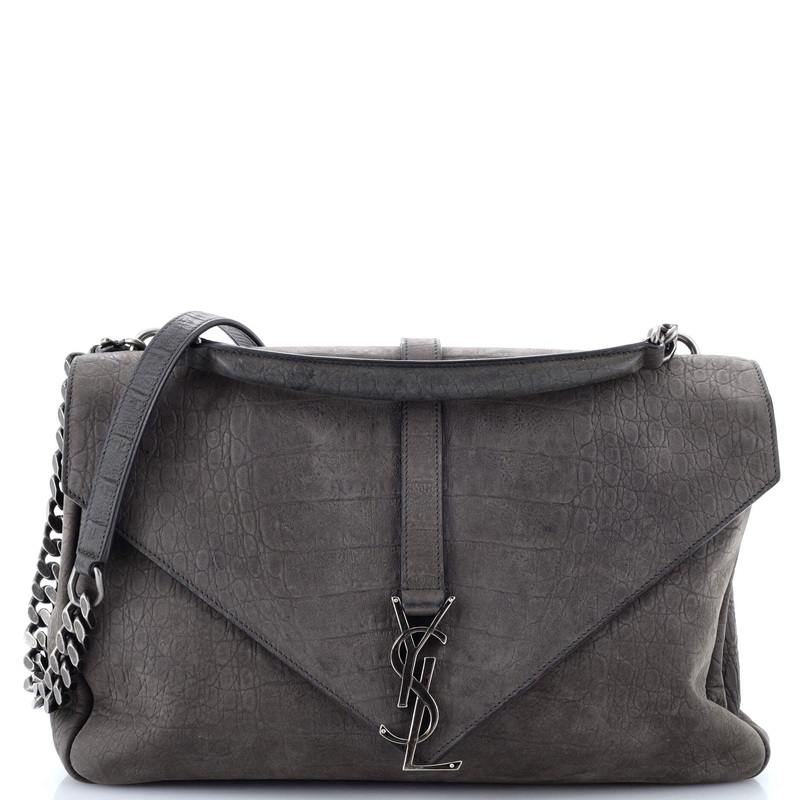 Classic Monogram College Bag Crocodile Embossed Nubuck Large S744816564745