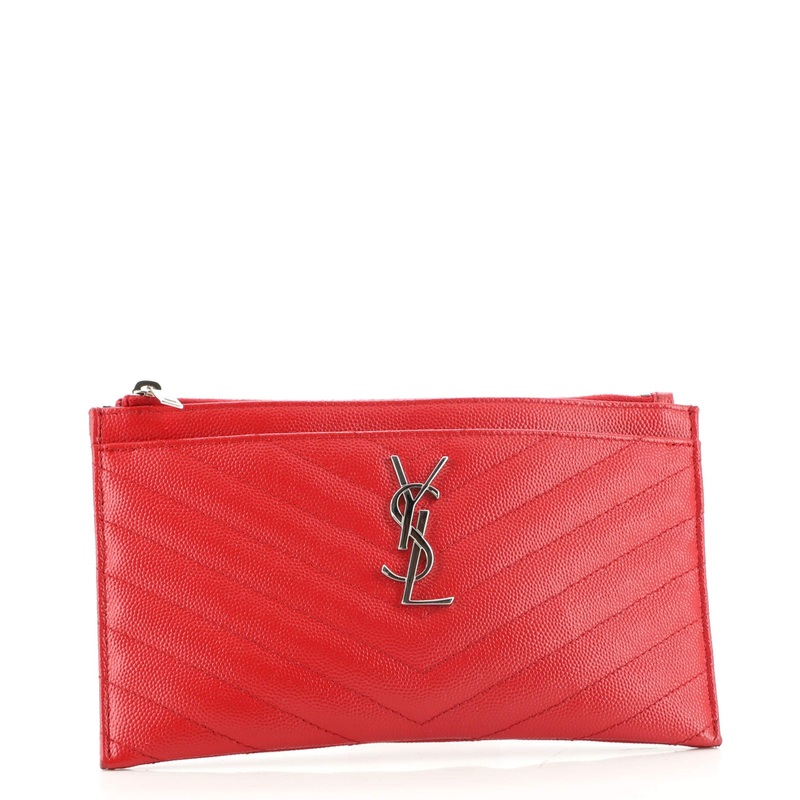 Classic Monogram Zip Bill Pouch Matelasse Chevron Leather Medium S744816561143