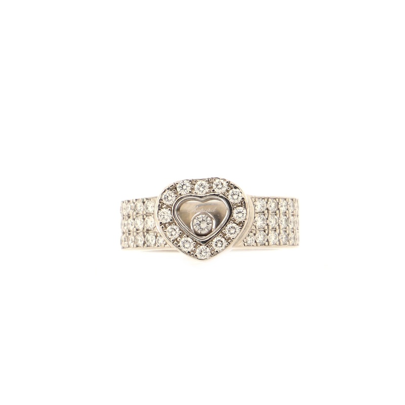 Happy Diamond Heart Ring 18K White Gold and Diamonds